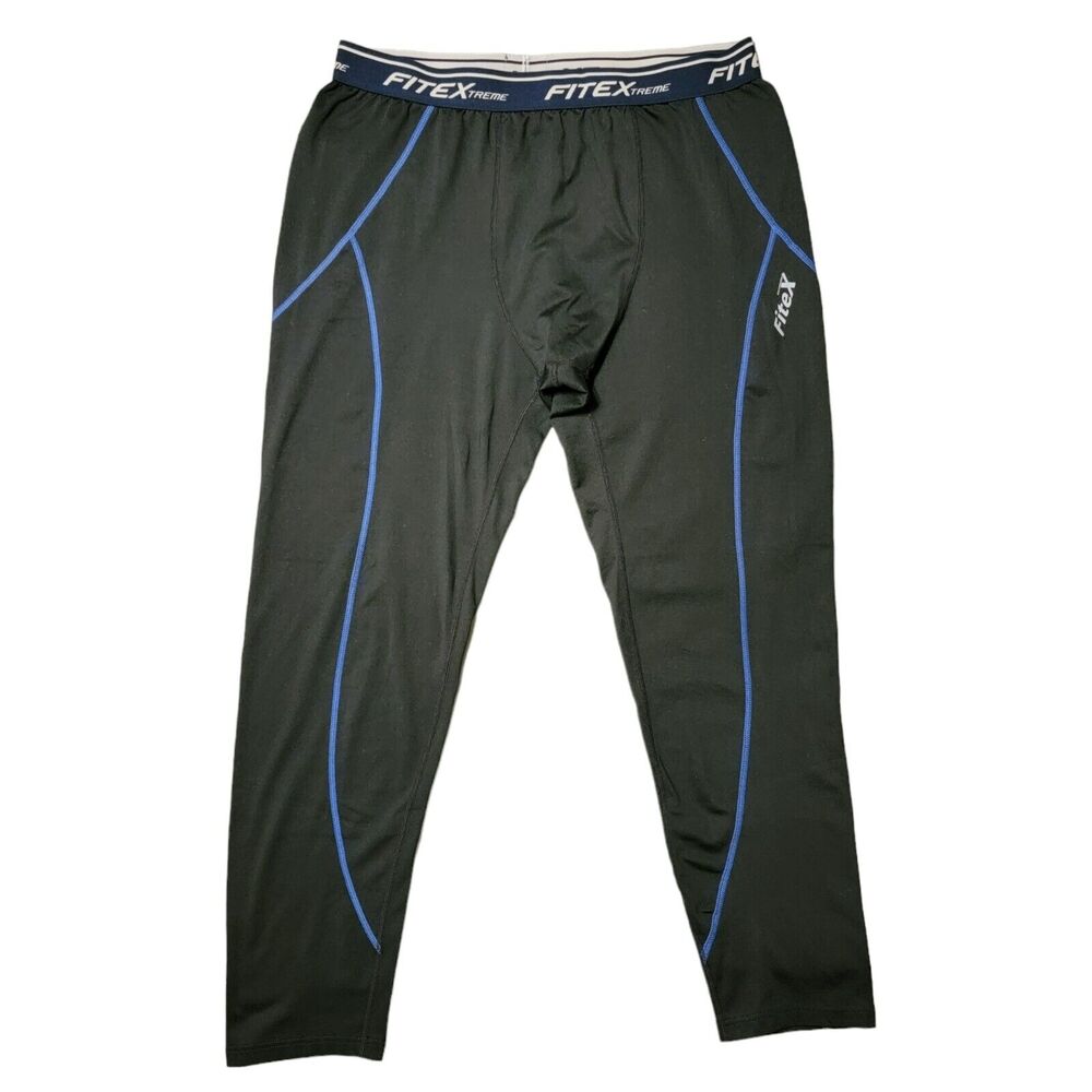 FitExtreme Base Layer Pants Mens Sz XL MaxHeat Thermal Black Blue Winter Sports
